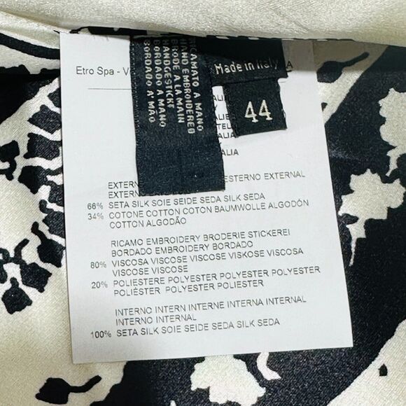 ETRO 44 US/8 Milano Jacket White Silk Lined embroidered Button Front NWT $3550 - Picture 7 of 9